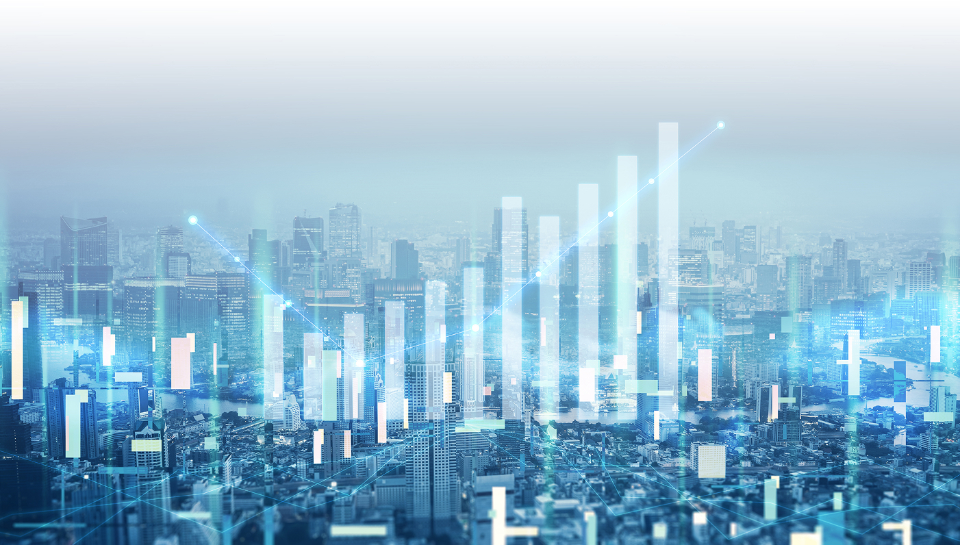 都市とグラフのイメージ